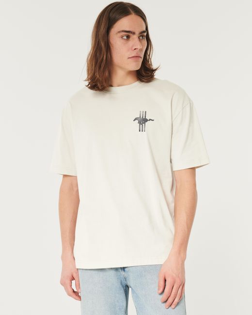 Hollister White Boxy Ford Mustang Graphic Tee for men