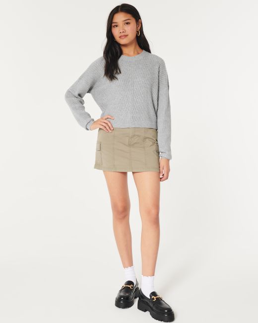 Hollister Gray Easy Cozy Ribbed Crew Sweater
