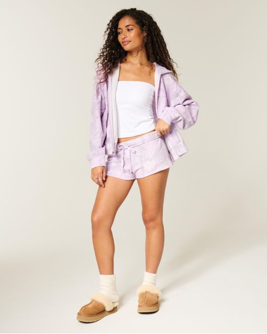 Hollister Purple Camo Fleece Mini Shorts