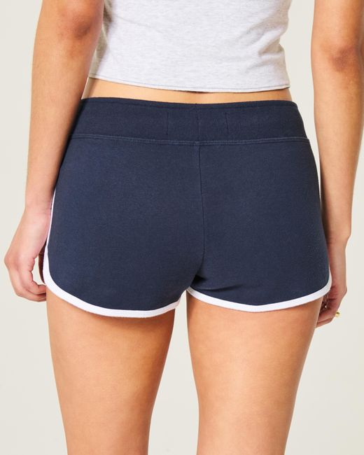 Hollister Blue Ultra Low-rise Logo Graphic Fleece Shortie Shorts