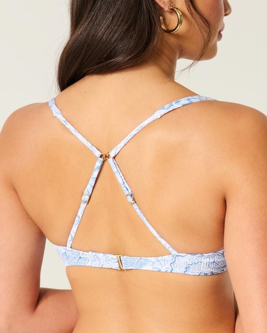 Hollister Blue Rib High Apex Underwire Bikini Top