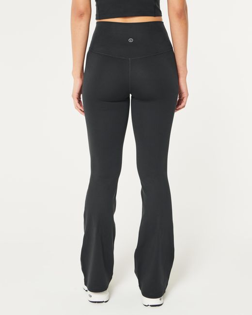 Hollister Black Gilly Hicks Active Recharge Ruched Waist High-rise Flare Leggings