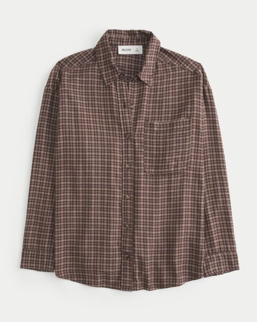 Hollister Brown Oversized Flannel Shirt