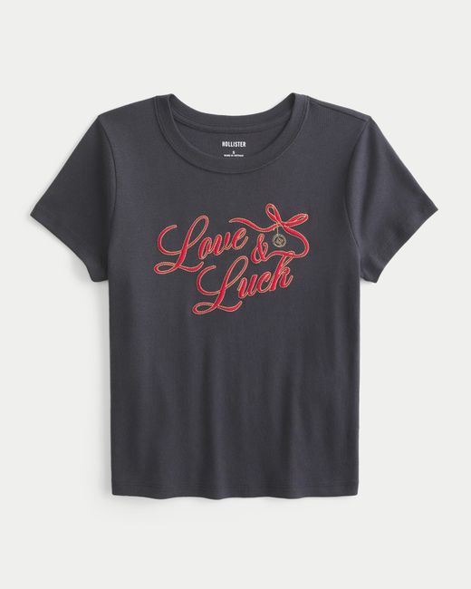 Hollister Blue Love & Luck Graphic Baby Tee