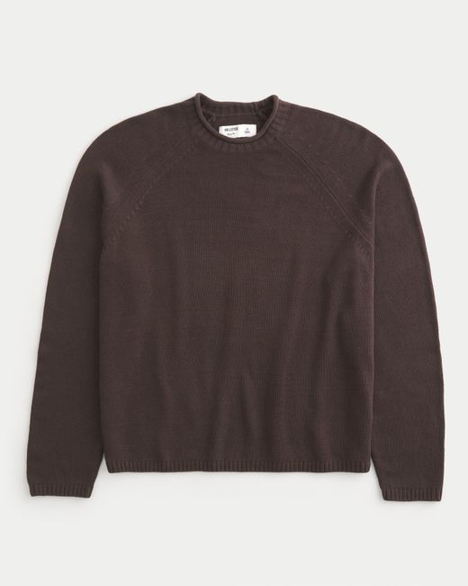 Hollister Brown Boxy Roll-neck Crew Sweater for men