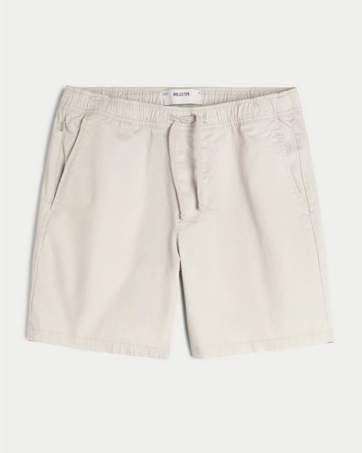Hollister Kniefreie Twill-Shorts zum Hineinschlüpfen in Natural für Herren