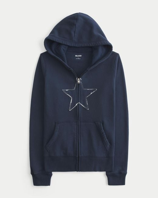 Hollister Blue Star Graphic Zip-up Hoodie