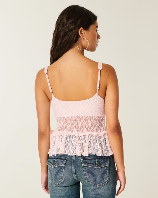 Hollister Pink Lace Ruffle Top