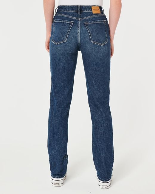 Hollister Blue Ultra High-rise Dark Wash 90s Straight Jeans