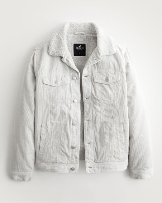 Hollister Sherpalined Corduroy Trucker Jacket in Grey for Men Lyst UK