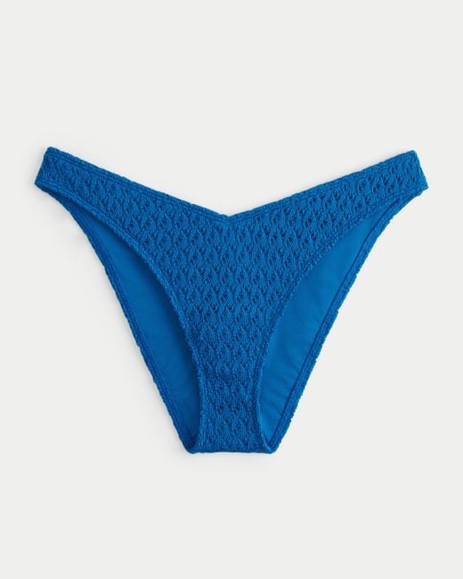 Hollister Blue High-leg Crochet-style Cheeky Bikini Bottom