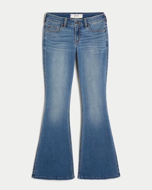 Hollister Blue Low-rise Medium Wash Flare Jeans