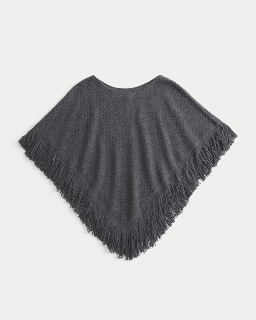 Hollister Gray Easy Fringe Poncho