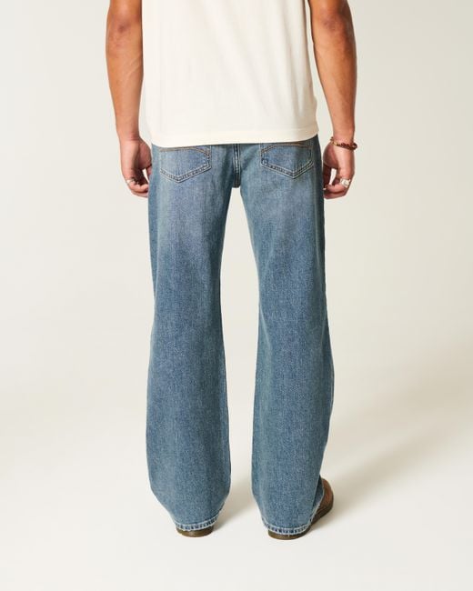 Hollister Blue Hermosa Medium Wash Relaxed Bootcut Jeans for men