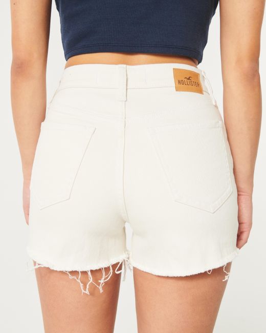 Hollister Natural Weiße Mom-Jeans-Shorts, Ultra High Rise