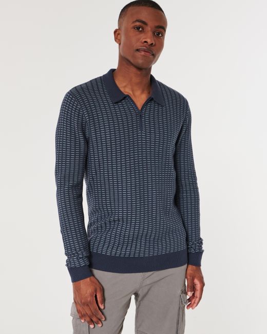 Hollister Blue Quarter-zip Sweater Polo for men