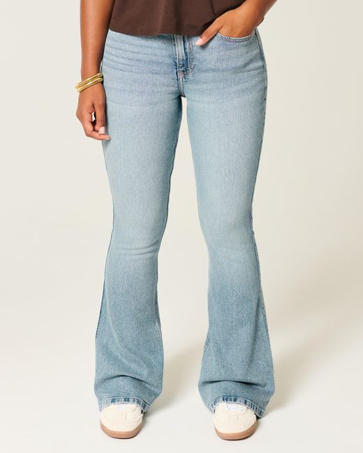 Hollister Blue Curvy High-rise Medium Wash Flare Jeans