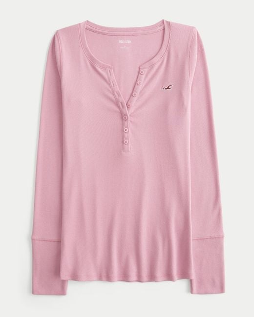 Hollister Pink Long-sleeve Icon Henley