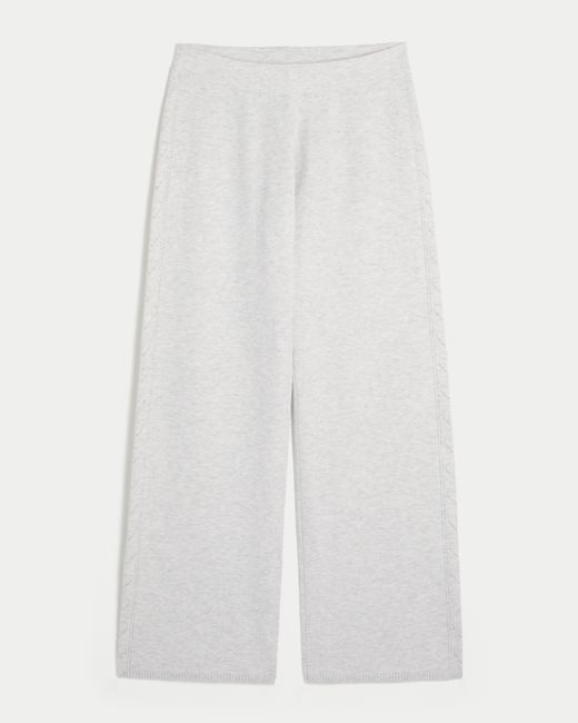 Hollister White Gilly Hicks Heart Pointelle Straight Sweater-knit Pants