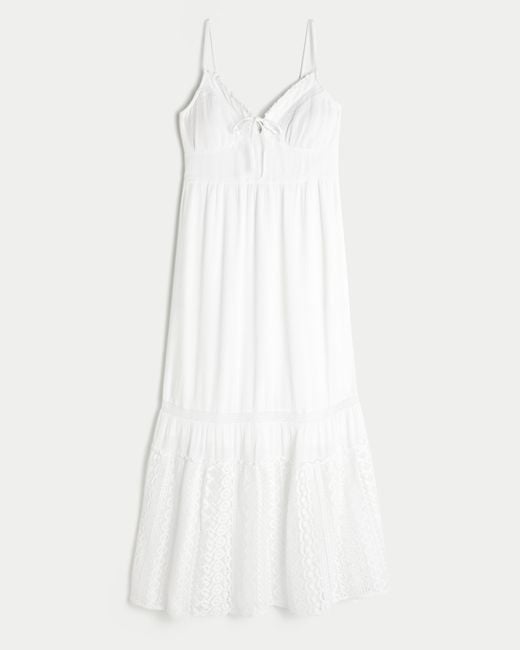 Hollister White Lace Inset Maxi Dress