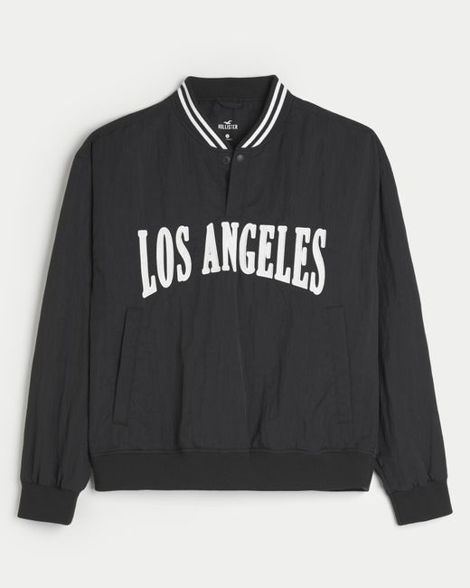 Hollister Jacke zum Hineinschlüpfen mit "Los Angeles"-Grafik in Black für Herren