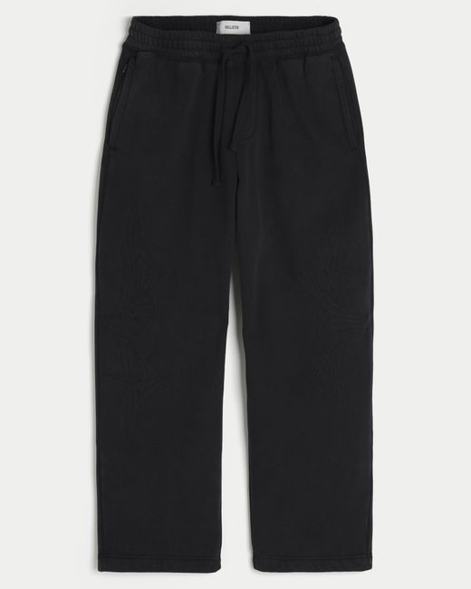 Hollister Black Hollister Feel Good Flame Embroidery Baggy Sweatpants for men