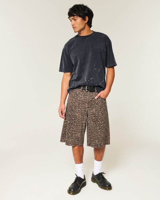 Hollister Black Boxy Heavyweight Paint Splatter Crew T-shirt for men