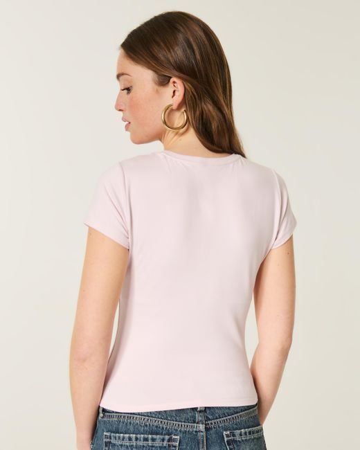 Hollister Pink Seamless Fabric Crew Baby Tee