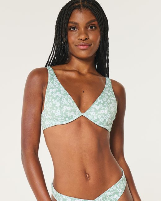 Hollister Green Ribbed High Apex Underwire Bikini Top