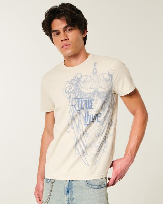 Hollister White Cotton True Love Graphic Tee for men