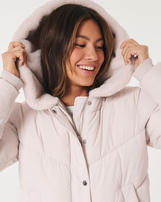 Hollister White Cozy-lined Puffer Jacket