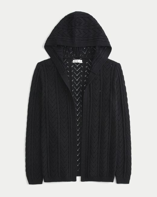 Hollister Black Stitchy Hooded No-close Cardigan