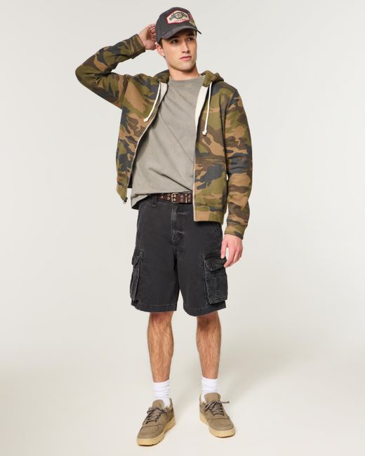 Hollister Black Baggy Cargo Shorts for men