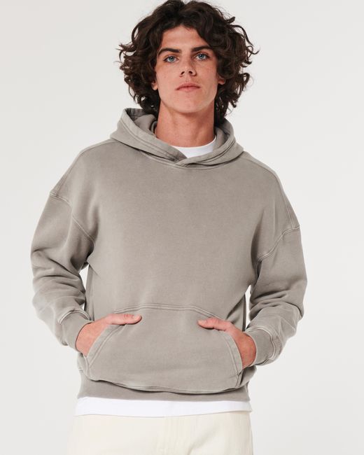 Hollister Gray Boxy Hoodie for men