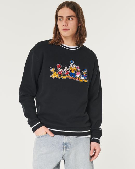 Hollister Black Relaxed Disney Characters Graphic Crew Sweater for men