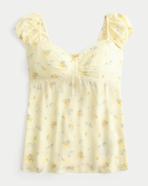 Hollister Yellow Cinch Bust Babydoll Top