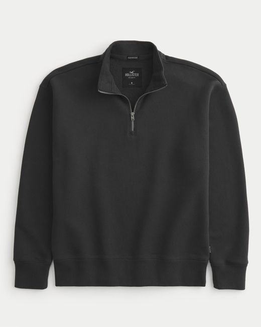 Hollister Lässiges, schweres Sweatshirt mit kurzem Reißverschluss in Black für Herren