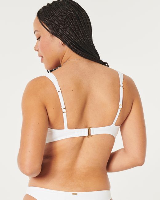 Hollister White Curvy Embroidered Balconette Bikini Top
