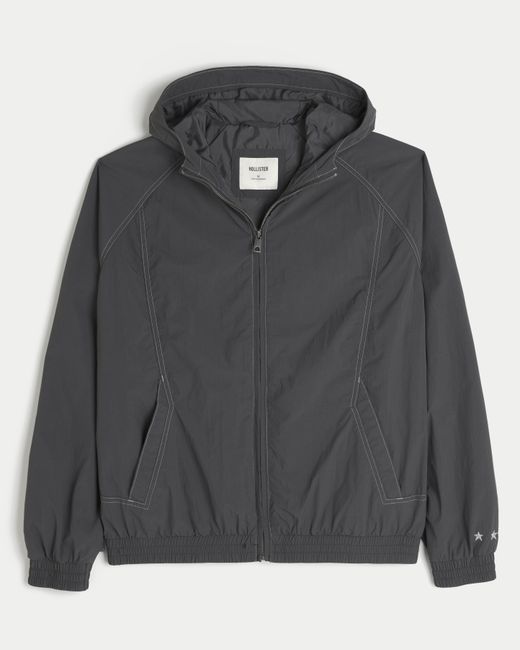 Hollister Black Hooded Windbreaker Jacket for men