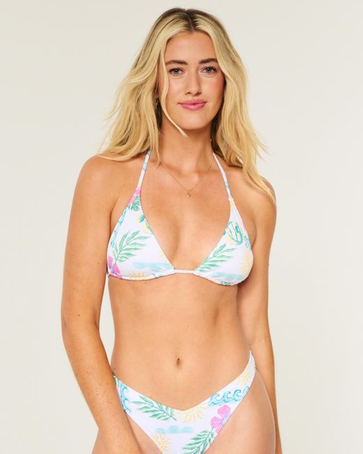 Hollister Blue Rib Multi-way Triangle Bikini Top