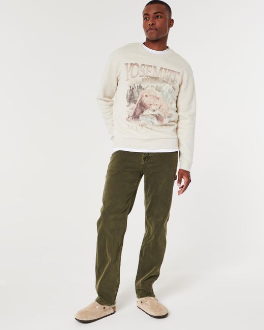 Hollister Lässiges Sweatshirt mit Rundhalsausschnitt und Yosemite-Grafik in Natural für Herren