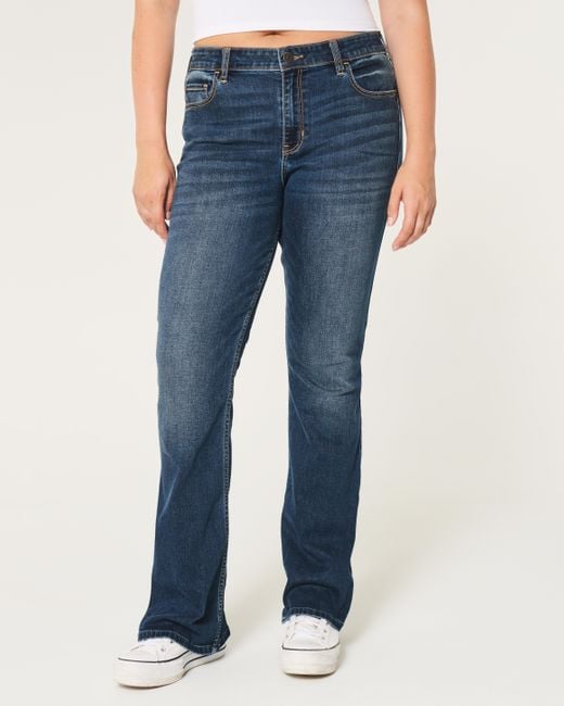 Hollister Mid rise Dark Wash Boot Jeans in Blue Lyst UK