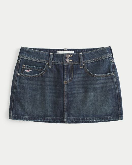 Hollister Blue Low-rise Dark Wash Denim Mini Skort