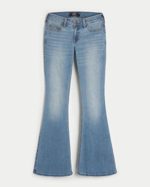 Hollister Blue Low-rise Medium Wash Flare Jeans