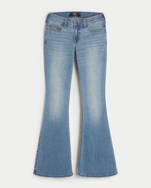 Hollister Blue Low-rise Medium Wash Flare Jeans