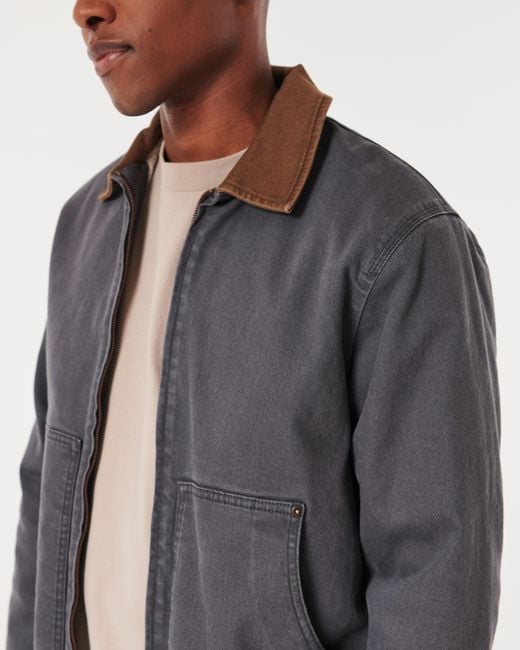 Hollister Black Faux Shearling-lined Workwear Jacket for men