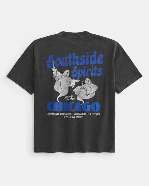 Hollister Boxy Heavyweight Southside Spirits Chicago Graphic Tee in Black for Men Lyst UK