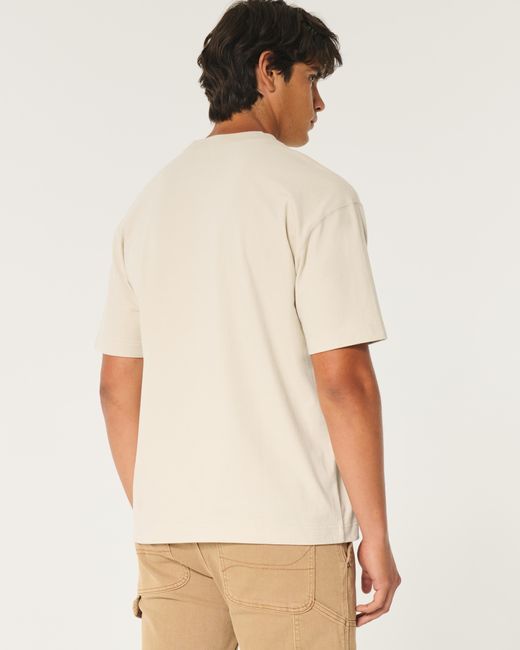 Hollister Schweres, kastiges Tee mit Logo in Natural für Herren