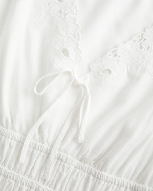 Hollister White Easy Bell Sleeve Tie Front Top
