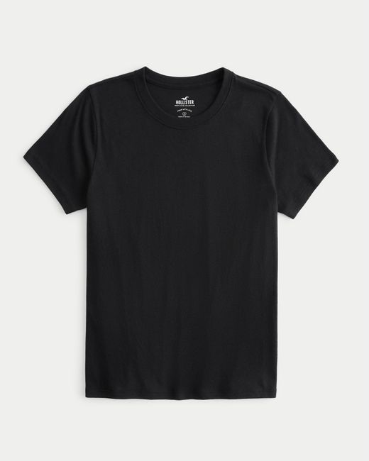 Hollister Black Länger geschnittenes T-Shirt mit Rundhalsausschnitt